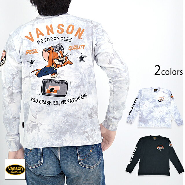 vanson×TOM＆JERRY 天竺ロングTシャツ vanson TJV-2401 バンソン ヴァンソン トムとジェリー 刺繍[new]