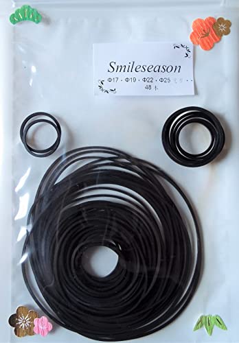 smileseason ゴムベルト ラジオカセットレコーダー修理用 48本セット (33本+α 直径17mm～80mm超) ブラ..