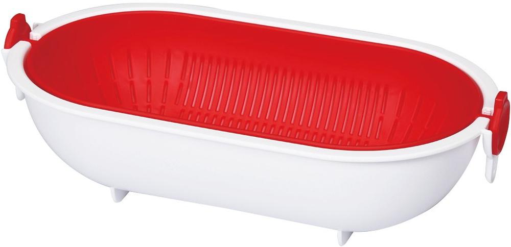 小久保 ざる スピンホイール コランダー オーバル レッド KK-312