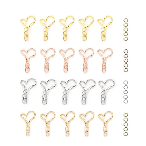YFFSFDC キーホルダー金具 20個 回転カン付き ワンタッチキーホルダー カワイイ DIY用パーツ 手作り キ..