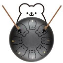 CAHAYA スリットドラム 6インチ 8音 熊デザイン ストレス軽減 スチールタンドラム ノートスチール ハンドパンドラム 打楽器 音楽ブック ドラムスティック 指パッド 音符ステッカー ワイピングクロス キャリーバッグ付き 多用途 ハンドパン子供 楽器