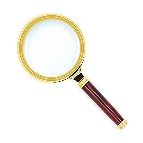 YFFSFDC 手持ちルーペ 拡大鏡 5-10倍拡大 直径80mm 木製手持ち虫眼鏡 携帯便利 地図 雑誌 新聞 読書用 子ども、高齢者及び専門家使用可能
