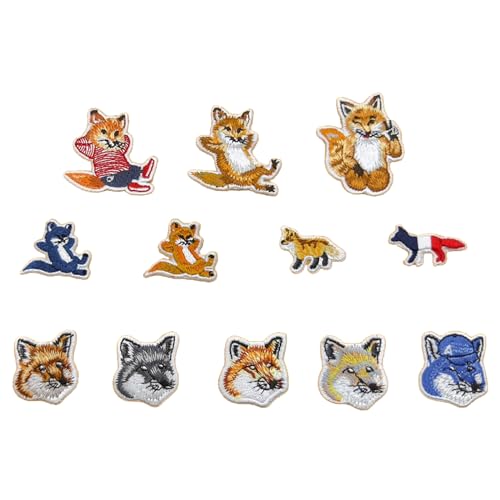 DFsucces アイロンワッペン 人気セット キツネ匹 刺繍パッチ 補修 ワッペン 貼り付けまたは縫い付け パ..
