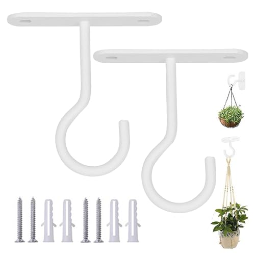 5WYOUKE 天井 フック 吊り下げ金具 J字 吊りフック 耐荷重約15kg 長さ6.4cm 石膏ボード 壁掛け ピンフック 穴が目立たない 照明器具配線 画鋲 賃貸 2個セット ネジ/プラスチック拡張チューブ付き