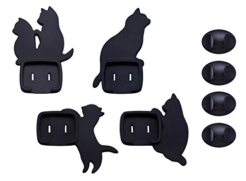 旭電機化成(Asahi Denki Kasei)スマイルキッズ ねこのコンセントカバー 4個組 AKN-1804 ブラック