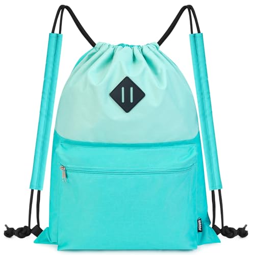 [WANDF] ジムサック ナップサック 巾着 シューズ収納 防水 軽量 水泳 部活 運動 旅行 … (ミントグリーン)