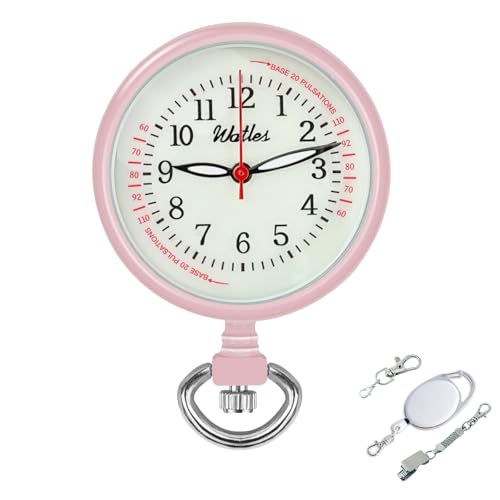 Watles ナースウォッチ 懐中時計 日本製クォーツ＆電池 逆さ文字盤 電池交換可 防水 蓄光 3種のチェー..