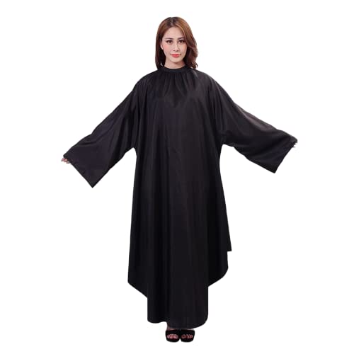 [Giitoo] ヘアカット ケープ 静電気に負けない カットクロス 袖有 散髪ケープ ヘアエプロン (ブラック)