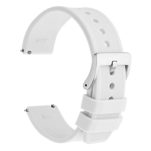 [WOCCI]時計バンド ラバー 22mm 縞模様シリコン腕時計ベルト Quick Release ゴム替えベルト ホワイト