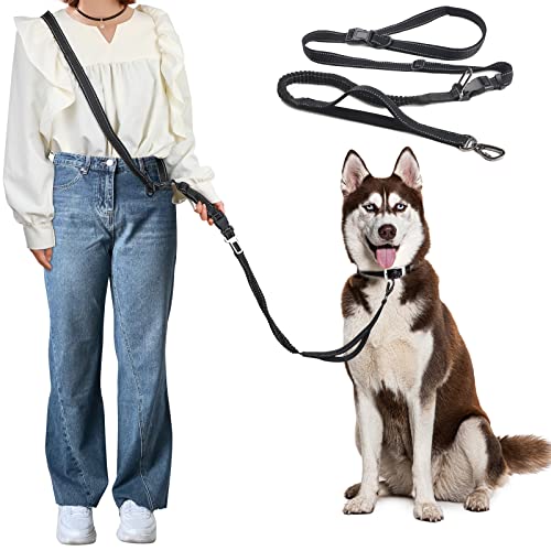 FINGOOO 犬 リード 6in1多機能 ショルダー・車用リード 肩掛け シートベルト 長1.5-2.5m 伸縮性あり 反..