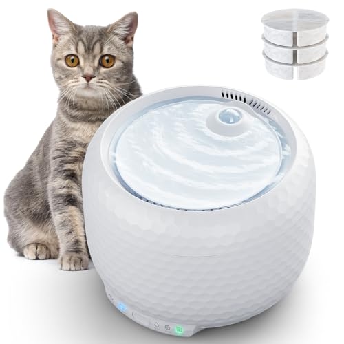 Petsuper 自動給水器 猫 水飲み器 ペット給水器 自動循環式 水量目視可能 静音 お留守番対応 大容量 節電 省エネルギー 犬猫用水飲み器 お留守番対応 ペット用品 活性炭フィルター付き 水洗い可能 中小型犬猫用（ホワイト）PW01