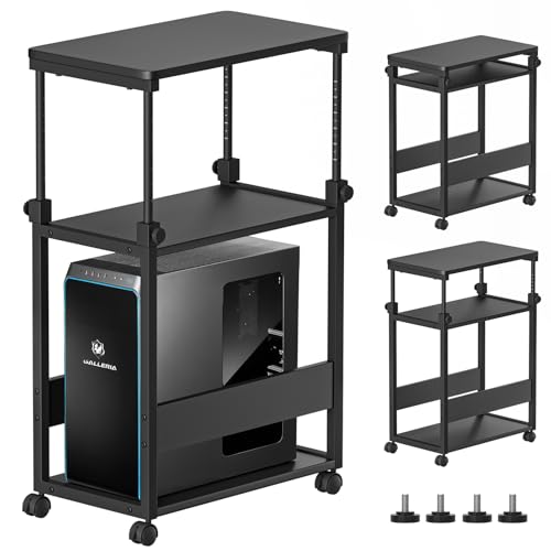 DAIWIN パソコンワゴン pcラック 昇降式 幅35×奥行60×高さ67～95cm パソコンラック cpuワゴン 天板高さ..