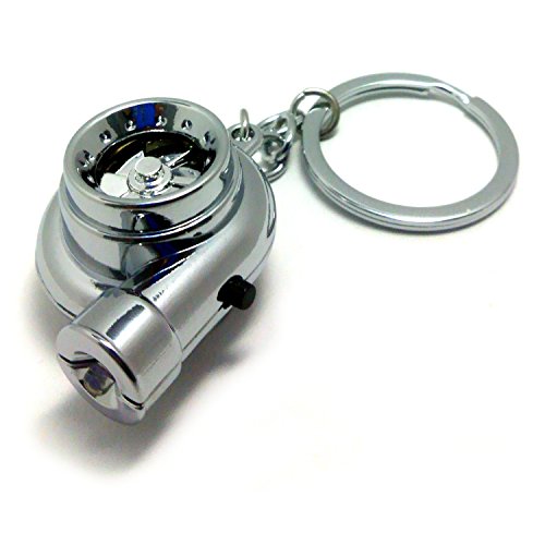 (maxima★select) タービン 型 LED ミニ ライト 搭載 キーホルダー 音 付き (メッキ シルバー 【 鍍金 ..