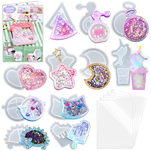 FUNSHOWCASE シリコンモールド 中身がシャカシャカ動く レジン型 流砂型 11個 シェイカーモールド PPシ..