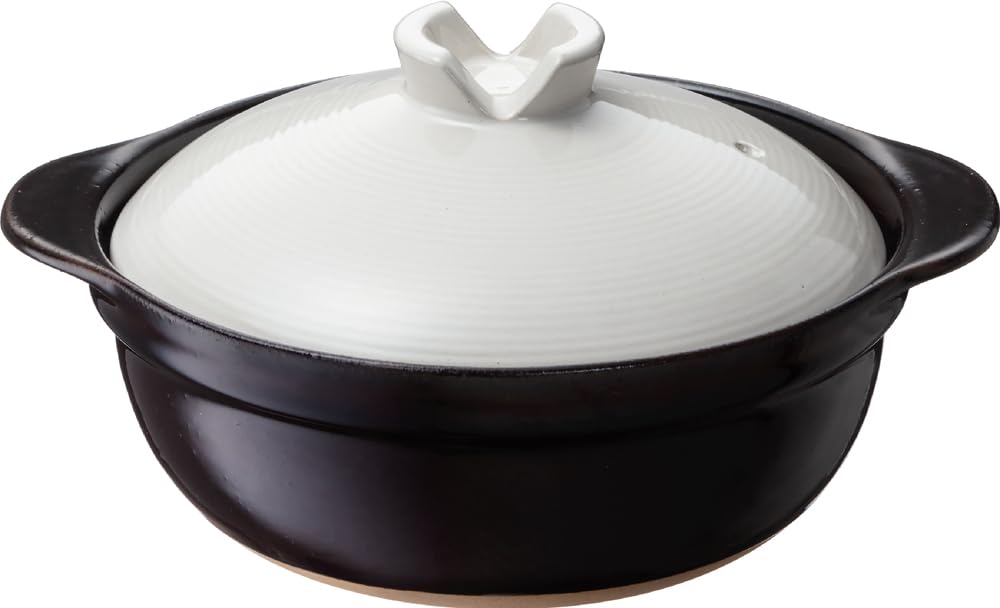 イシガキ産業 イシガキ 軽量 土鍋 6号 艶あり 約直径22×奥行19×高さ11cm 0.8L 個食 保温 遠赤外線効果 1-2人用 ガス火用 吹きこぼれにくい 4298