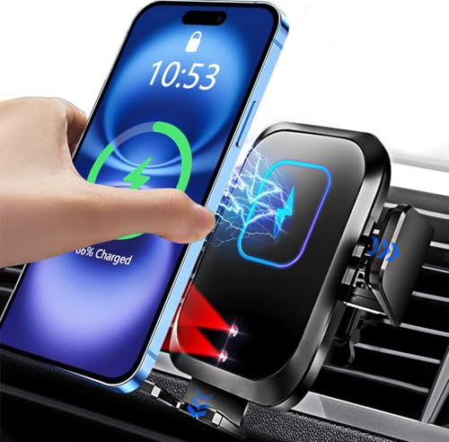 【15W急速充電】車載Qi ワイヤレス充電器 車載ホルダー スマホホルダー【電源オフ後も自動開閉/3軸連動】エアコン吹き出し口式 自動車 スマホスタンド 車 携帯ホルダー 360度回転 急速ワイヤレス車載充電器 iphone車載ホルダー スマートフォンカーホルダー