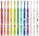 L APIS:こども歯ブラシ ハッピーカラー12色 ジュニア 歯科推奨 動物柄 小学生頃 艶消しカラフル 日本製 ZOO エコ包装 12本 LA-215