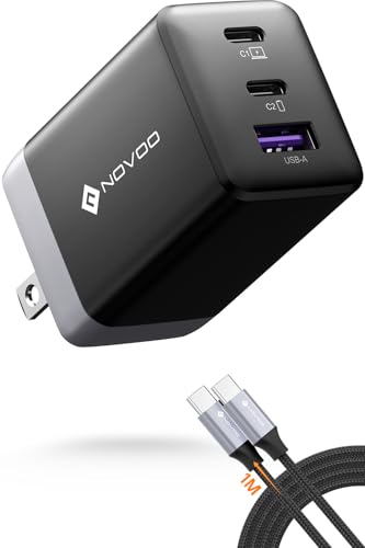 NOVOO 67W USB C 充電器 3ポート タイプC PD急速充電器【100W type-c ケーブル付き(1M) / 最軽量/超小..