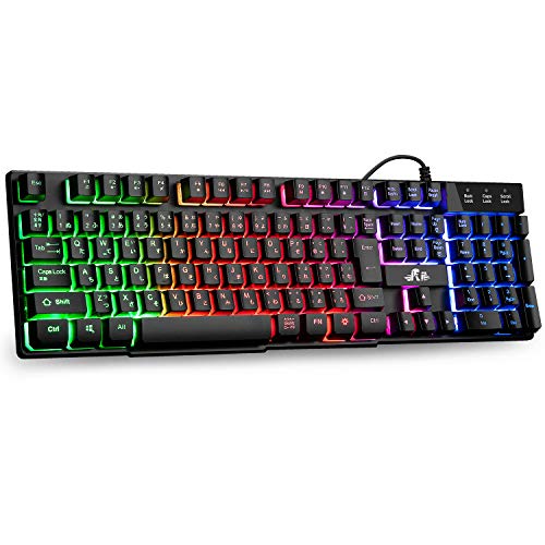 Riitekゲーミングキーボード有線 PS4キーボード 106キー日本語配列 PC用キーボード マルチカラーレイン..