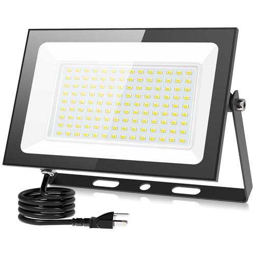 【最強の超爆光・超薄型】SUKITEN 投光器 led 屋外 作業灯 100W 15000LM IP66防水 昼光色 6500K 高輝度 高放熱 省エネ 軽量 120°広角 100V 屋外照明 野外 防水 BBQ ガレージ 看板 駐車場 倉庫 工場 作業灯 工事用ライト 豪雨対応,のサムネイル