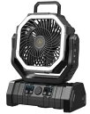 【35,000mAh・LED⨉ファン・首振り】SUKITEN キャンプ 扇風機 充電式 アウトドア扇風機 DCモーター 静音 コードレス 充電式ファン 吊り下げ 100時間連続使用 リモコン付き 切タイマー 風量4段階調節 3段階LEDライト 省エネ ポータブル 防災