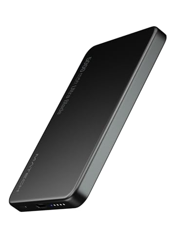 MATECH(マテック)® Qi2 モバイルバッテリー マグセーフ 超薄型 小型 軽量(史上最薄7.55mm, 5000mAh)【MagSafe対応マグネット式/アップグレード版/最大出力15W ワイヤレス/タイプC PD22W/iPhone12~16対応】(MagOn Ultra Blade 5000 ブラック)