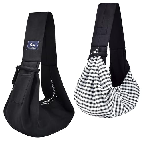 CUBY ペットスリング ペット バッグ 抱っこ紐 犬猫兼用 小型犬 キャリーバッグ 飛び出し防止用ボタン付..