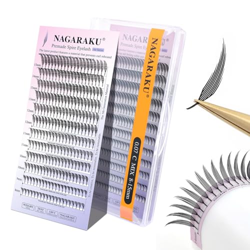 NAGARAKU 塔の尖スタイルのラッシュ 束感のプリメイドラッシュ セルフマツエク 太さ0.07mm Cカール ミ..