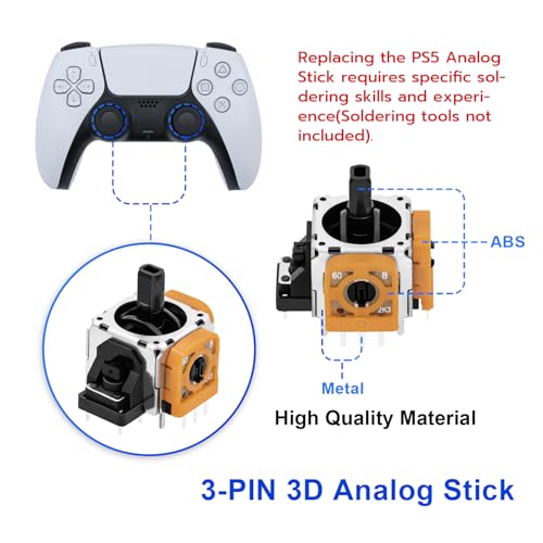 Mcbazel 15 In 1 PS5コントローラー用 修理キット PS5 コントローラー スティック 修理部品 スティック2個 アナログキャップ2個 ジョイスティックグリップ8個 コントローラー交換部品 PS5コントローラーと互換性があり 修理ツールキット付き