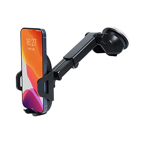 LighSele 車載ホルダー スマホホルダー 車 粘着ゲル吸盤&エアコン吹き出し口式兼用 デスク用 スマホスタンド 伸縮アーム 携帯ホルダー 片手操作 安定性 全機種対応 iPhone/Sony/Samsung/LG/Huaweiなど対応(ブラック)
