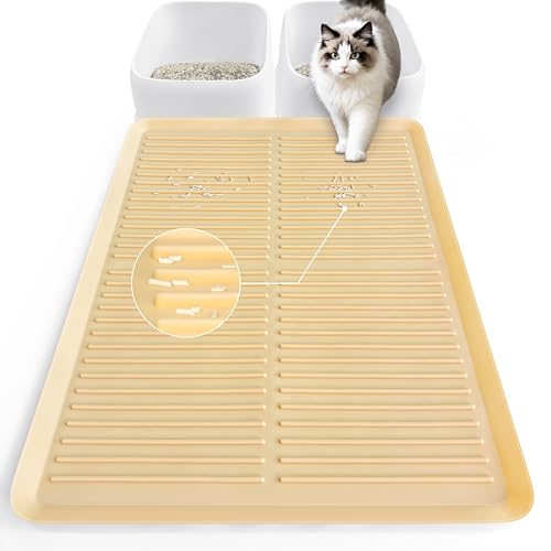 Ycozy シリコーン猫砂マット トレイタイプ 68×50cm 大サイズ 猫トイレマット 猫砂取りマット 飛び散り..