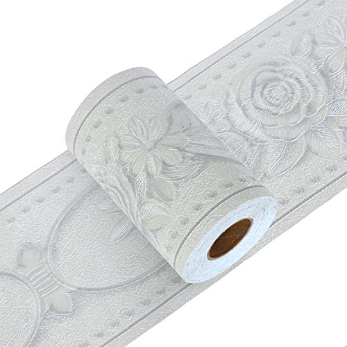 Yoillione トリムボーダー マスキングテープ 壁紙シール インテリアシール ホワイト はがせる 浮彫 凹..