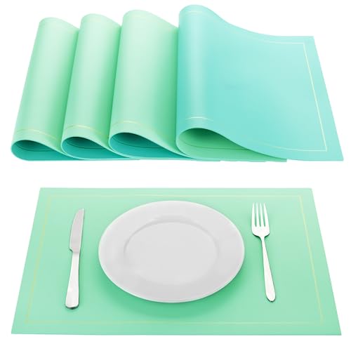 Exgox ランチョンマット PU両面 おしゃれ 高級 防汚防水 断熱 お手入れ簡単 環境に優しい素材 油がつか..