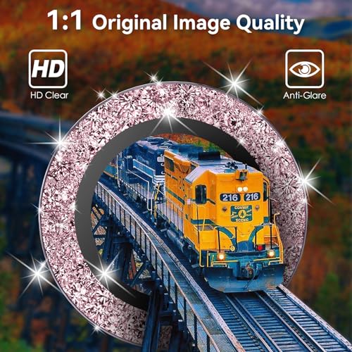 CloudValley カメラフィルム iPhone 15 Plus/iPhone 15用 カメラ レンズ保護カバー ウルトラHD強化ガラスカメラカバー [ケースフレンドリー] メタル個別レンズスクリーン保護リング グリッターピンク