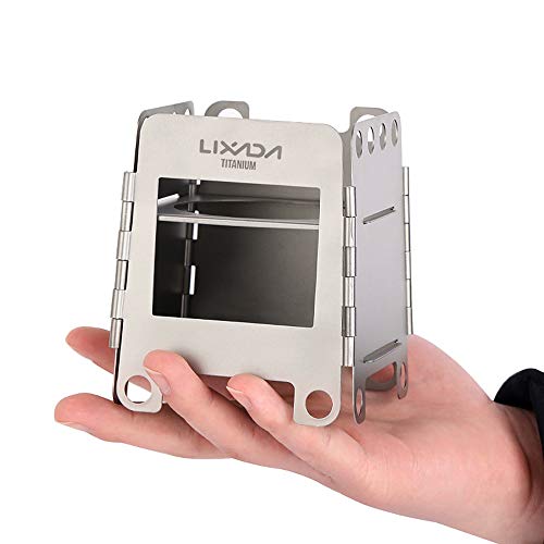 Lixada アルコールストーブ ウッドストーブ チタン軽量 組立簡単 環境に優しい 収納袋付き 薪 ウッドストーブ アウトドアストーブ 防災 登山 料理用 焚火台 折りたたみ