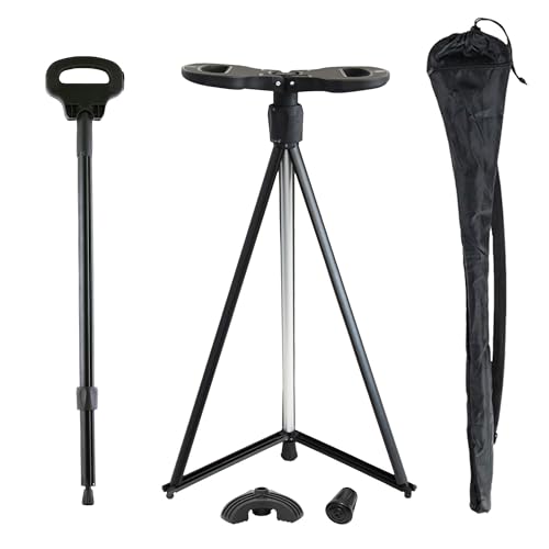 LOCYOP ステッキチェア ステッキ椅子 折りたたみステッキ 椅子になる杖 一本杖 一脚杖 ステッキ チェアー 軽量 祖父母 プレゼント 杖 高齢者適用 歩行補助杖 ステッキ 杖椅子 杖 おしゃれ 三脚 椅子 杖 釣り用 コンパクト椅子 ポタブルのサムネイル