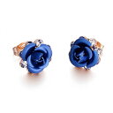Yoursfs 薔薇 ピアス ブルー 18kゴールド ピアス レディース ファッション 花 イヤリング プレゼント