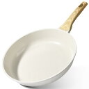GiPP セラミックコーティング フライパン 26cm IH・ガス火対応 フッ素不使用 焦げ付かないフライパン 耐熱ハンドル付き 体に害のない お手入れ簡単 食洗機対応 PFOA PFOS フリー【一年保証】ホワイト