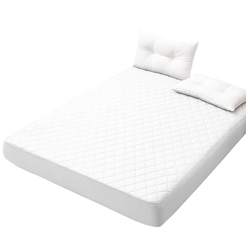 Melvint 防水シーツ セミダブル ボックスシーツ パッド一体型 敷きパッド おねしょシーツ 抗菌・防臭・防ダニ 介護 ベビー 赤ちゃん ペット 寝汗対策 洗える 失禁対策 (ホワイト ・ 120*200cm)