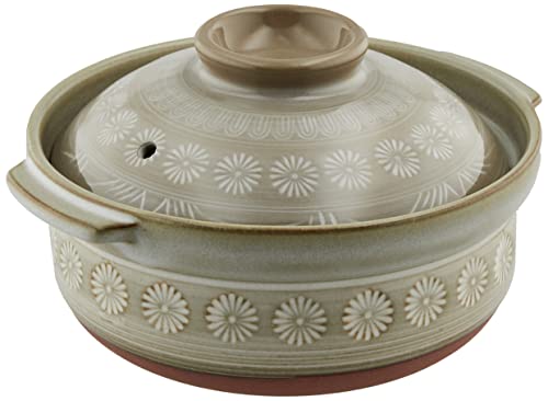 萬古焼 銀峯 花三島 特深鍋 6号 1~2人用 直径約19cm×高さ15cm 直火対応 電子レンジ対応 日本製 21681