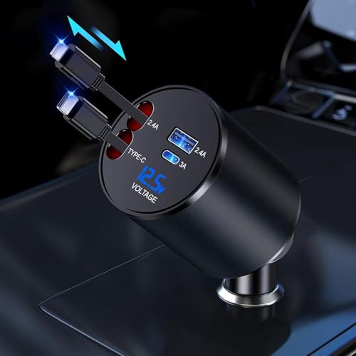 GLILAVOX シガーソケット USB-C 巻き取り 車 充電器 60W 急速充電 80cm Type-C/ライトニング ケーブル USB ポート 4in1 カーチャージャー 電圧測定 車載充電器 多重保護 4台同時 Compatible with iPhone 16/15/14/13/12/Galaxy/Google/その他Android各種対応（ブラック）ブランド: GLILAVOXメーカー: Dongguan Dalingshan Shiyue Electronics Business Department型番: PT-19-5