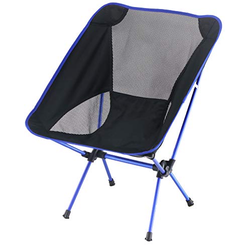 Sutekus アウトドア用チェア 椅子 アルミ合金&オックスフォード製 メッシュネット有 キャンプ 釣り 登山 ピクニック 超軽量 収納袋付き コンパクト (ブルー)