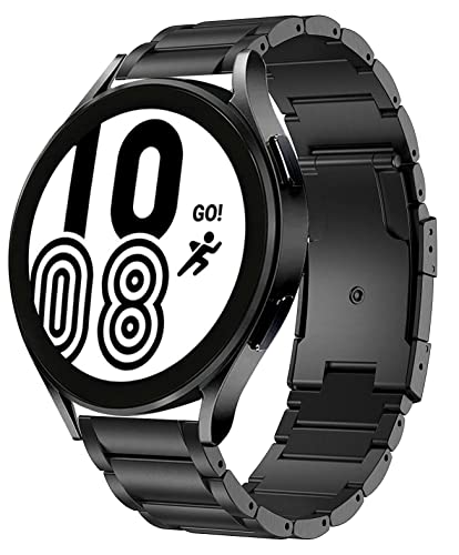 MaKTech チタンバンド、22mm軽量ワンピースメタルリンクブレスレット、Samsung Galaxy Watch 3 45mm/46mm,HuaWei Watch 4/3 & Ultimate/GT 4/3 46mm Pro,Amazfit GTR 3/2に対応 (黒)
