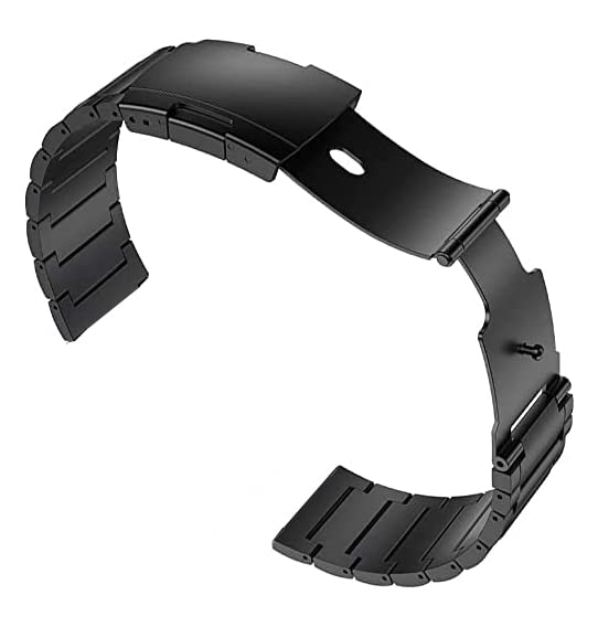 MaKTech チタンバンド、22mm軽量ワンピースメタルリンクブレスレット、Samsung Galaxy Watch 3 45mm/46mm,HuaWei Watch 4/3 & Ultimate/GT 4/3 46mm Pro,Amazfit GTR 3/2に対応 (黒)