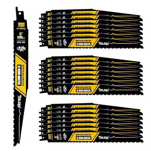 TOLESA レシプロソー 替刃 6+12山 225mm 25本入 バイメタル 8％コバルト セーバーソーブレード 釘入り..