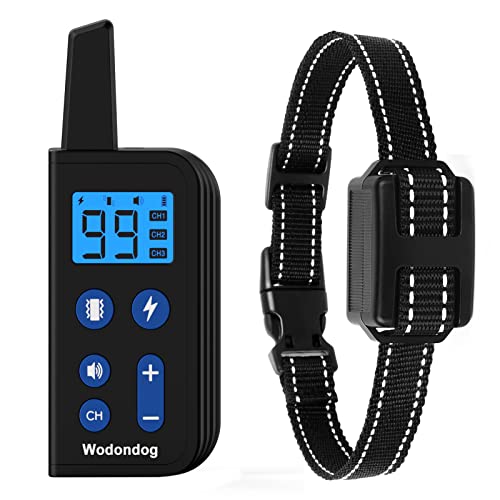 Wodondog 犬 無駄吠え防止首輪 吠え防止グッズ リモコン しつけ首輪 振動 電気とビープ音3種類 充電式 ..