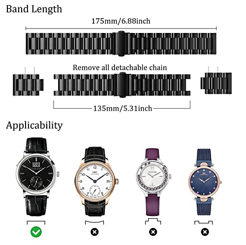 [GOHHME] 時計バンド ベルト18mm 20mm 22mmステンレス 時計 ベルト 18ミリ 20ミリ 22ミリ スマートウォッチバンド 腕時計バンド 交換ベルト 金属 メタルベルト (ブラック, 22mm)