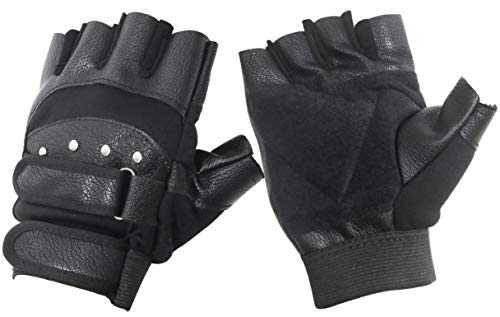 ハーフフィンガー タクティカル グローブ ソフトレザー フィンガーレス スタッズ グローブ PU レザー 指なし ダブル アジャスター 半指 手袋 自転車 アウトドア サバゲー Type:HF-WA