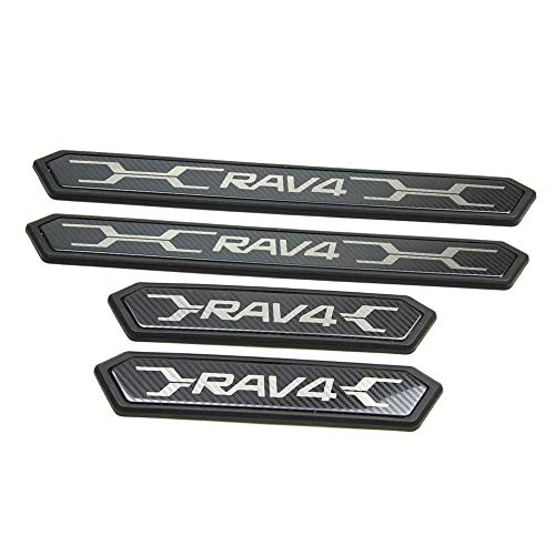 Boyousトヨタ 新型RAV4&RAV4 PHV XA50系 専用設計 スカッフプレート カーボンファイバーブラック ステンレス ステップガード 純正設計 サイドステップ 防キズ 防汚れ 4P【標準版】