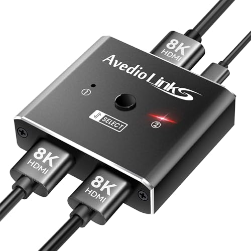 【2025安定版】avedio links HDMI切替器 8K@60Hz/4K@120Hz 2入力1出力 双方向セレクター HDMI2.1 HDCP2.3 HDR 3D 48Gbps 高帯域対応 手動切替Type-C給電 Xbox/PS5/Switch/Fire TV Stick他に対応